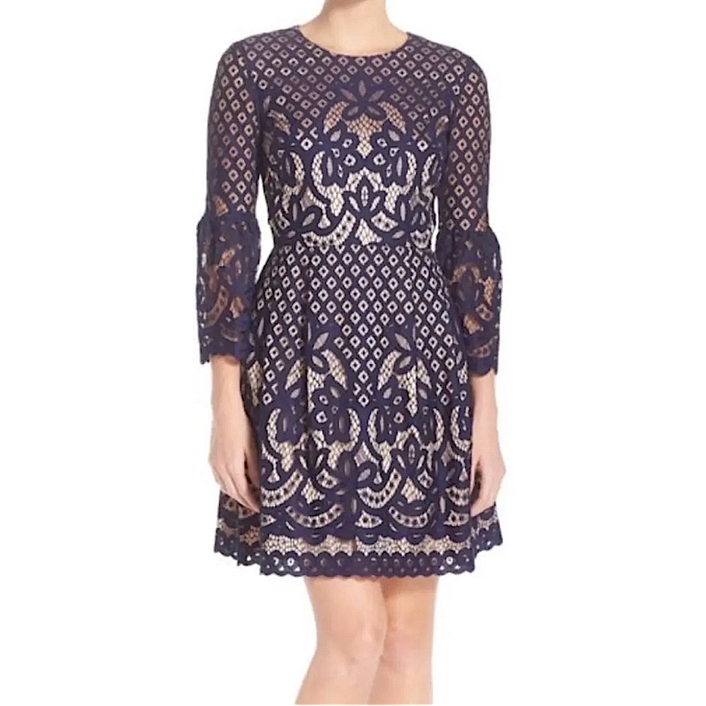 Eliza J bell sleeve fit and flare dress